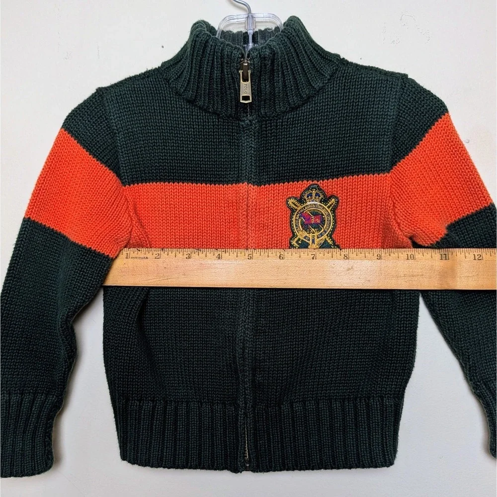 Polo Ralph Lauren Vintage Y2K Crest Logo Zip‎ Up Sweater Pony Infant 18 Months